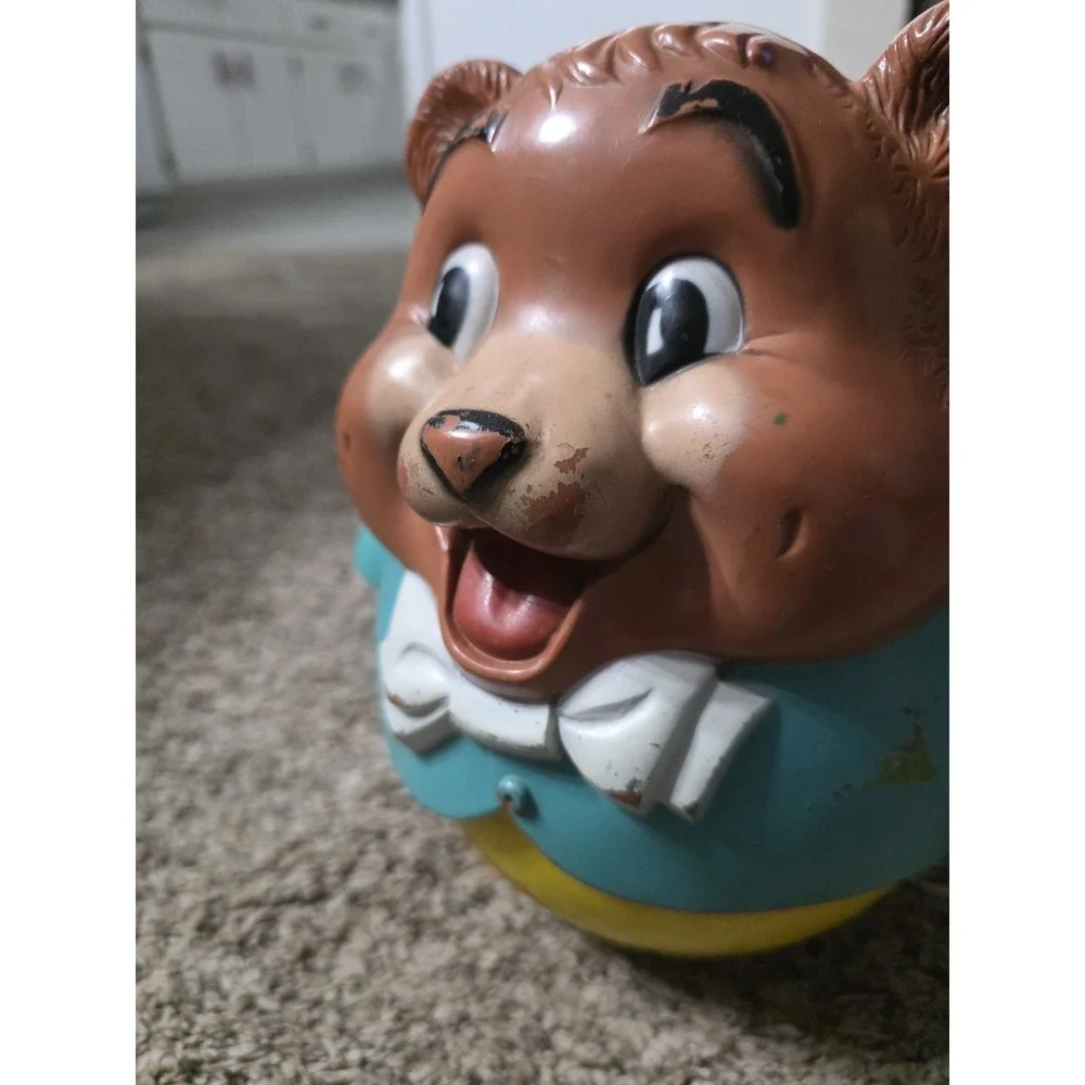 Vintage 1969 Fisher Price Chubby Cub Roly Poly Bear #164 Wobble Toy No String - Picture 3 of 8